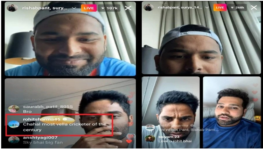 Rishabh Pant के इंस्टाग्राम लाइव पर Rohit Sharma ने कमेंट करते हुए इस खिलाड़ी को बताया 21वीं सदी का सबसे वेला क्रिकेटर