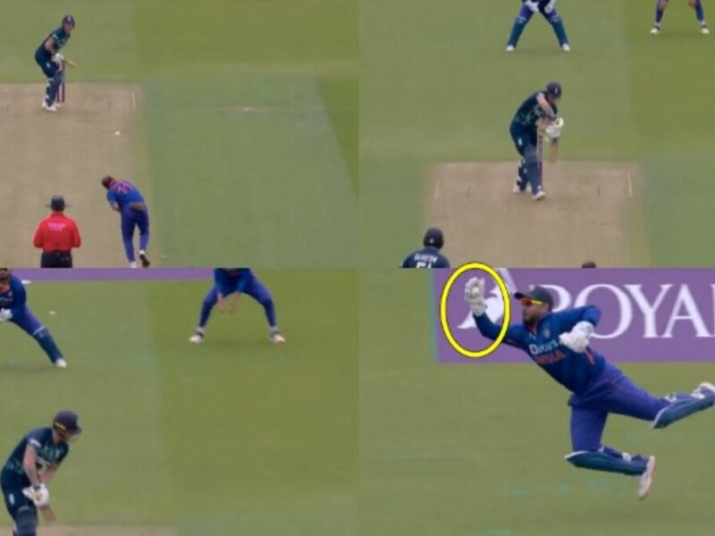 IND vs ENG: भारत के गेंदबाज़ो के साथ ताल से ताल मिलाया ऋषभ पंत ने, एक हाँथ से हवा में उड़ते हुए लपका कैच, वीडियो हुआ वायरल