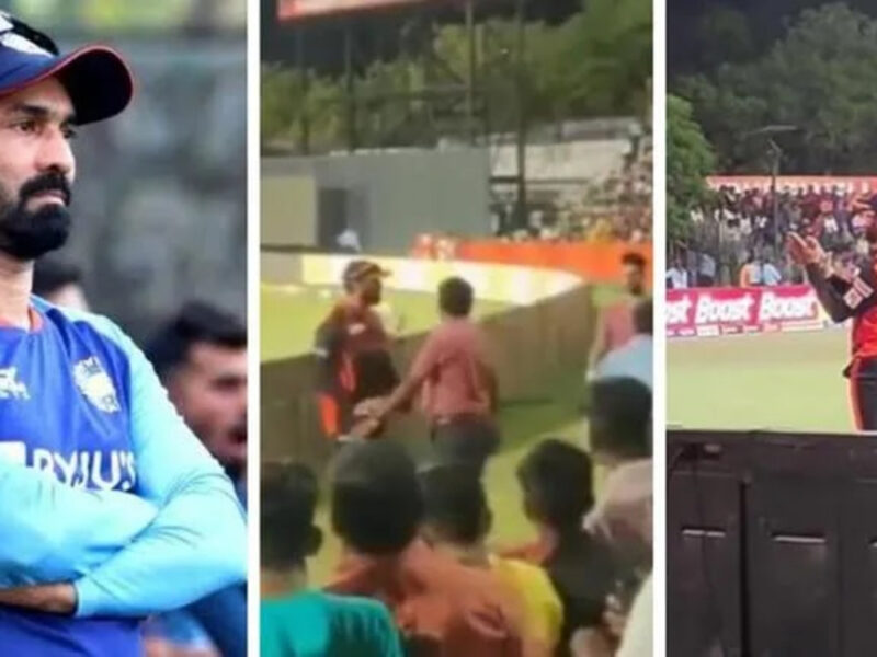 VIDEO: LIVE मैच में मुरली विजय ने खोया अपना आपा, स्टैंड में घुस कर दिनेश कार्तिक के नाम से मज़े लेने वाले फैन को पीटा