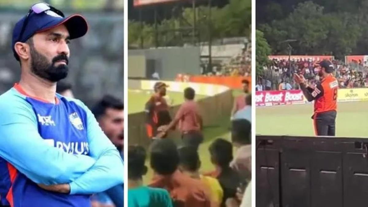 VIDEO: LIVE मैच में मुरली विजय ने खोया अपना आपा, स्टैंड में घुस कर दिनेश कार्तिक के नाम से मज़े लेने वाले फैन को पीटा