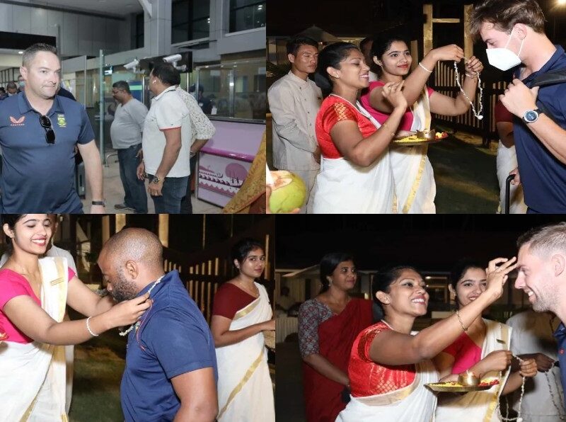 South Africa टीम ने भारत की सरजमीं पर रखा कदम, तिलक लगाकर और माला पहनाकर हुआ स्वागत