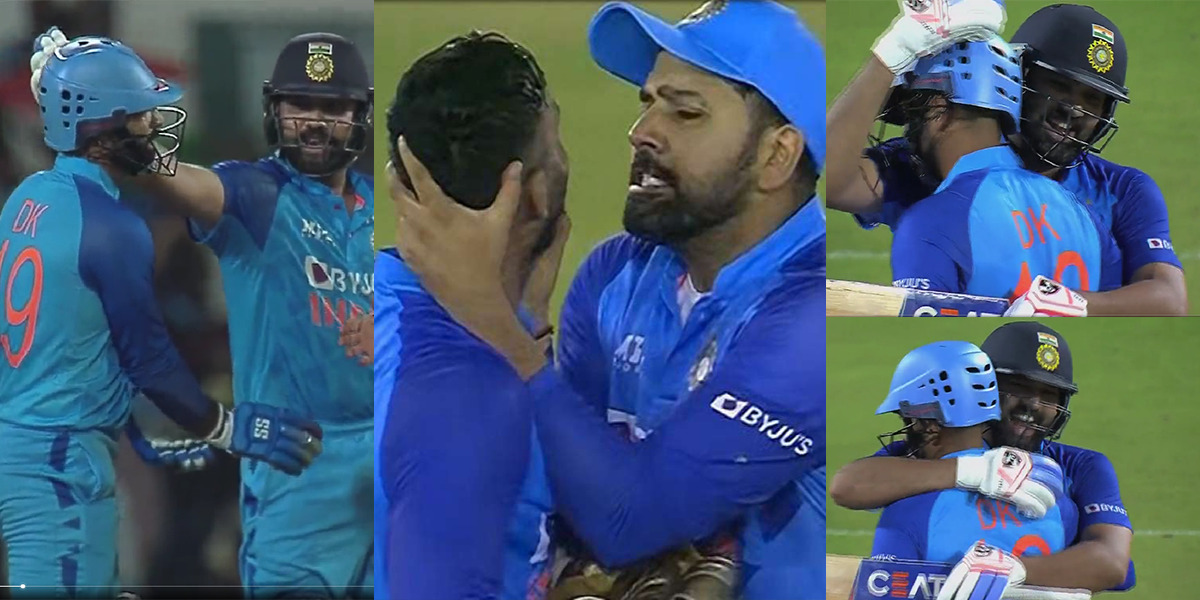 IND vs AUS: पिछले मैच में मरोड़ी थी गर्दन! इस मैच में प्यार से लगाया गले, रोहित शर्मा-दिनेश कार्तिक के ब्रोमांस का VIDEO हो रहा वायरल